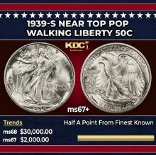 1939-s Walking Liberty Half Dollar Near Top Pop 50c ms67+ SEGS
