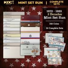 1970-1989 2 Decades Mint Set Run - 218 Coins, 18 Complete Sets Includes All Ike Years