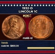 1932-d Lincoln Cent 1c Grades ms66 rd