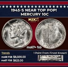 1945-s Mercury Dime Near Top Pop! 10c ms67+ fsb SEGS