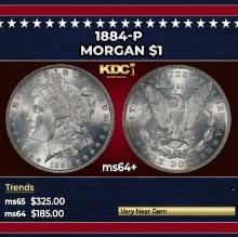 1884-p Morgan Dollar $1 Grades ms64+