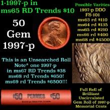 BU Shotgun Lincoln 1c roll, 1997-p 50 pcs Bank Wrapper 50c