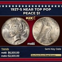 1927-s Peace Dollar Near Top Pop $1 ms65 SEGS