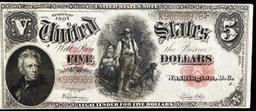 1907 $5 Large Size Legal Tender Note "WoodChopper" Grades Select AU Signatures Speelman/White
