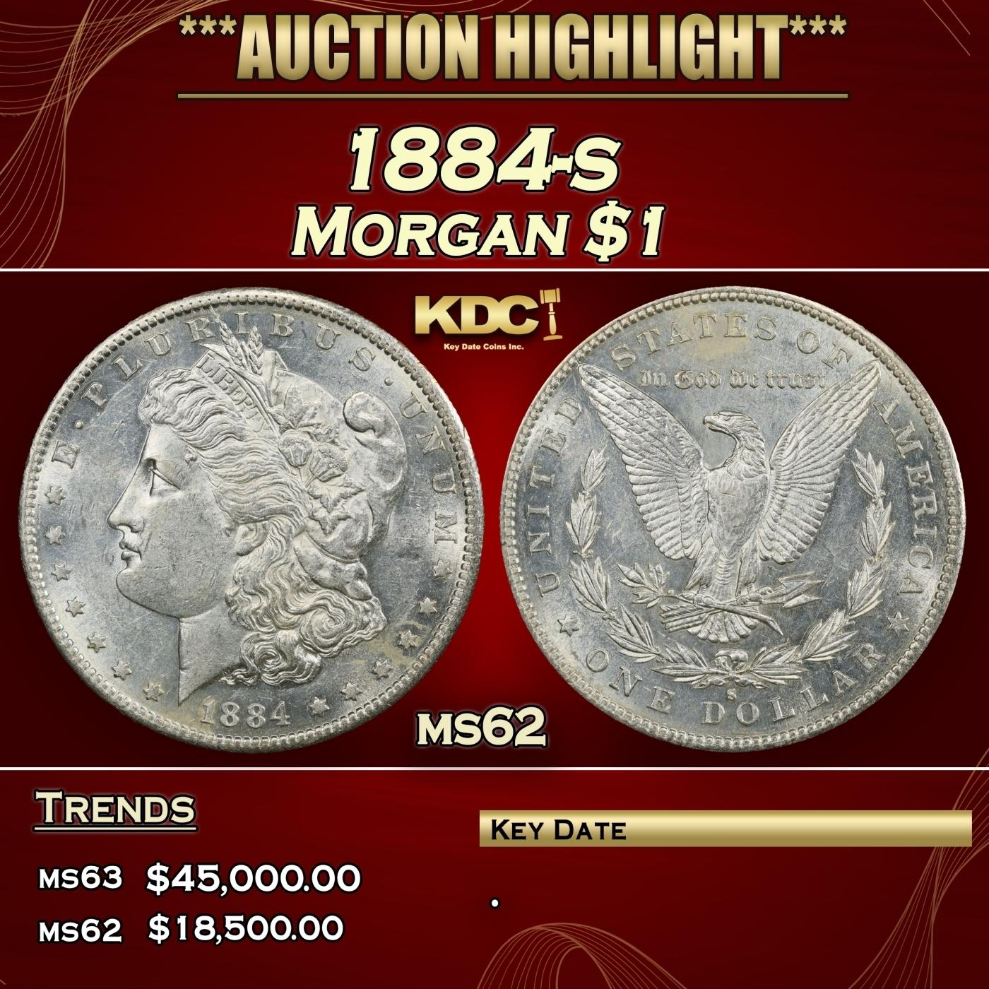 1884-s Morgan Dollar $1 ms62 USCG