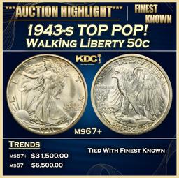1943-s Walking Liberty Half Dollar TOP POP! 50c ms67+ SEGS