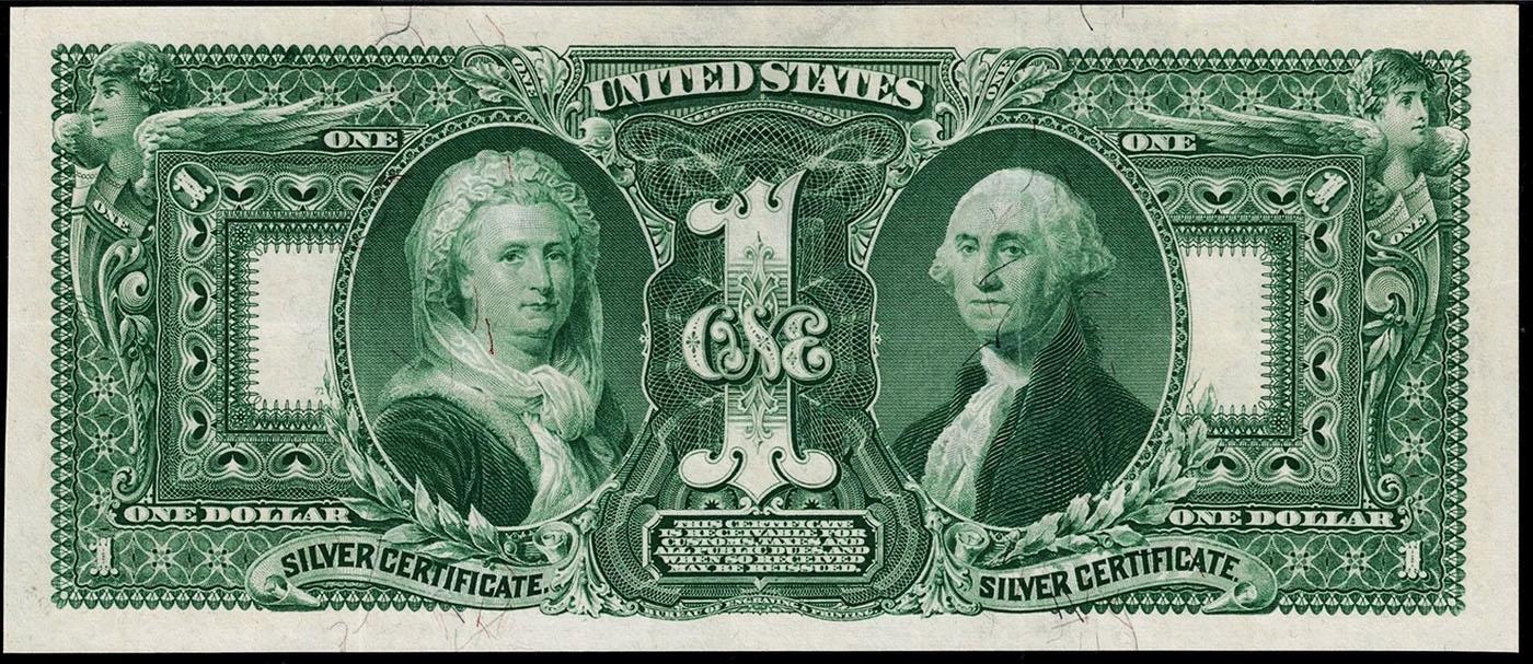 1896 $1 large size Silver Certificate Martha & George Washington "Educational Series" Grades Choice