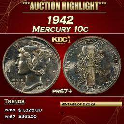 1942 Proof Mercury Dime 10c pr67+ SEGS