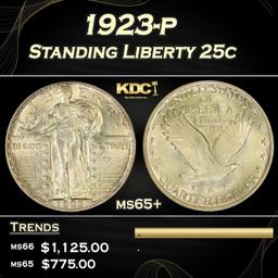 1923-p Standing Liberty Quarter 25c ms65+ SEGS