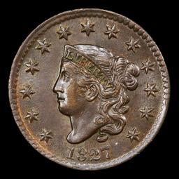 1827 Coronet Head Large Cent N-11 1c ms63 bn USCG