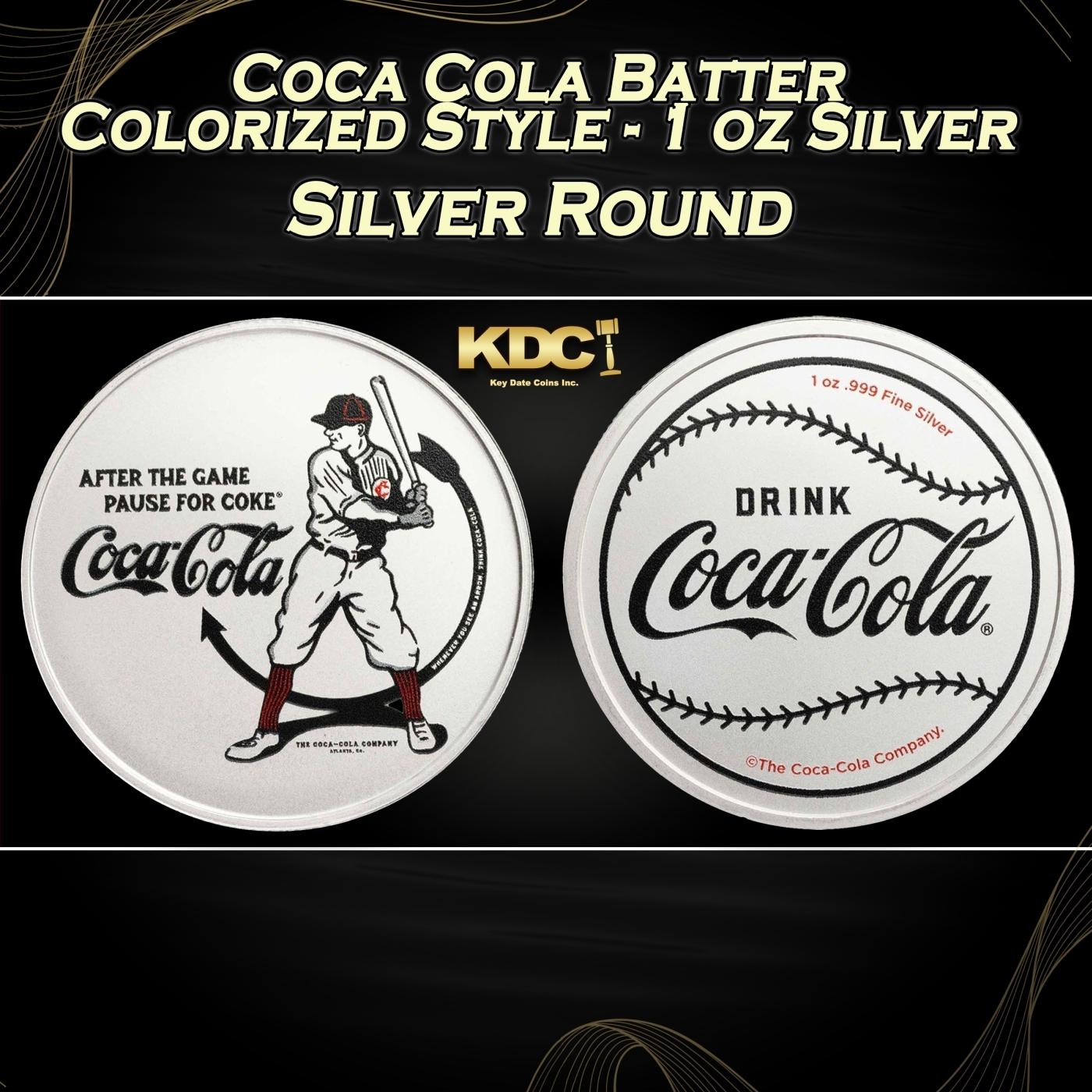 Coca Cola Batter Colorized Style - 1 oz Silver Round Round