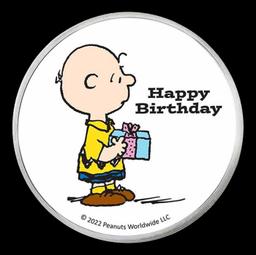 Charlie Brown Happy Birthday Peanuts Colorized Style - 1 oz Silver Round Round
