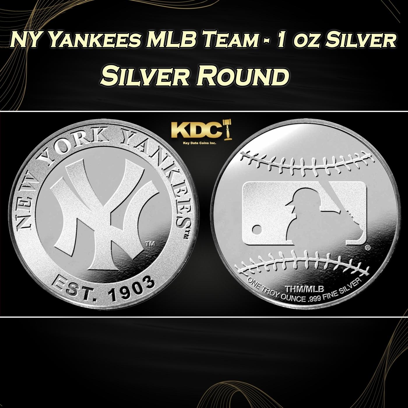 NY Yankees MLB Team - 1 oz Silver Round Round