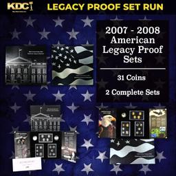 2007-2008 US Mint American Legacy Proof Sets - 31 Coins Total, 2 Complete Sets Over 3oz Of Silver