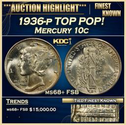 1936-p Mercury Dime TOP POP! 10c ms68+ FSB SEGS