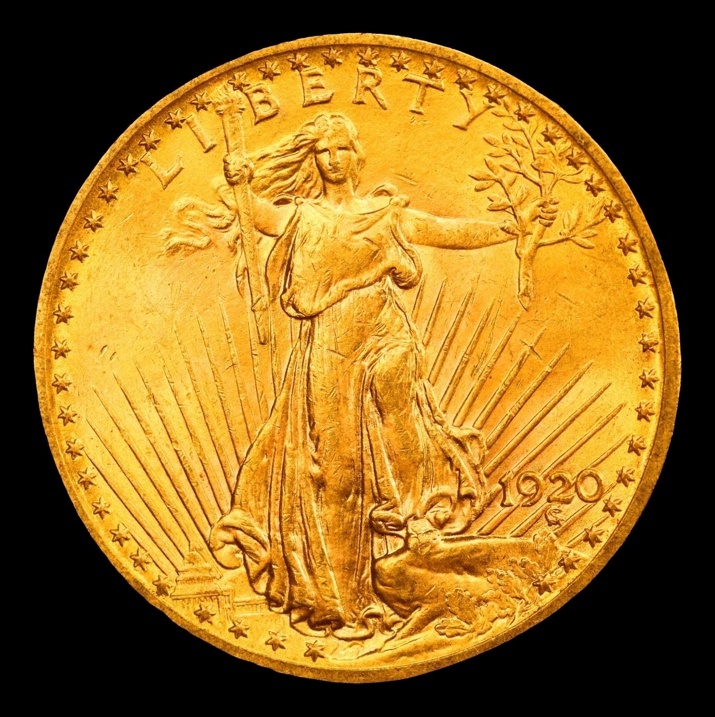 1920-p Gold St. Gaudens Double Eagle Near Top Pop! $20 ms64+ SEGS