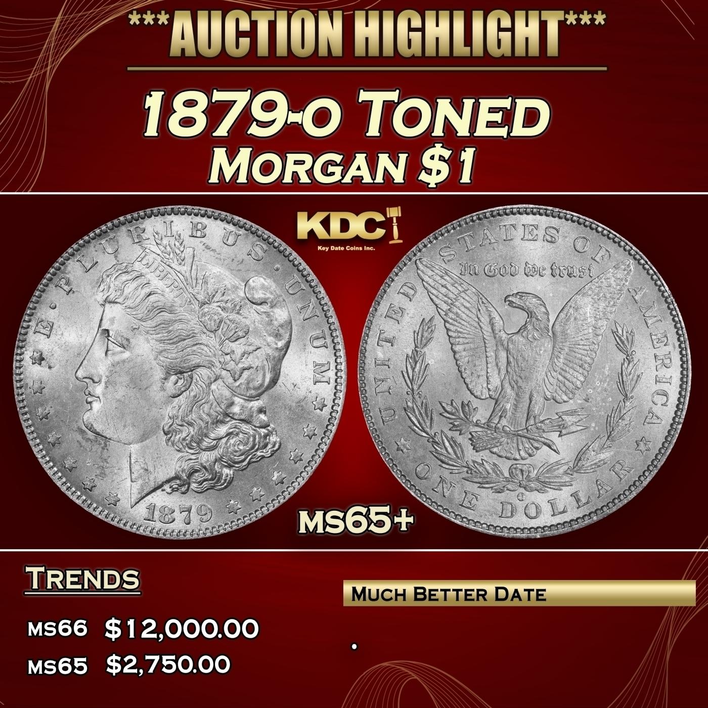 1879-o Morgan Dollar Toned $1 ms65+ SEGS