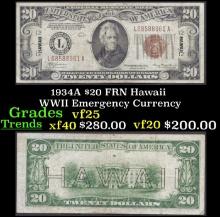 1934 $20 FRN Hawaii WWII Emergency Currency Grades vf+