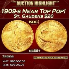 1909-s Gold St. Gaudens Double Eagle Near Top Pop! $20 ms66+ SEGS