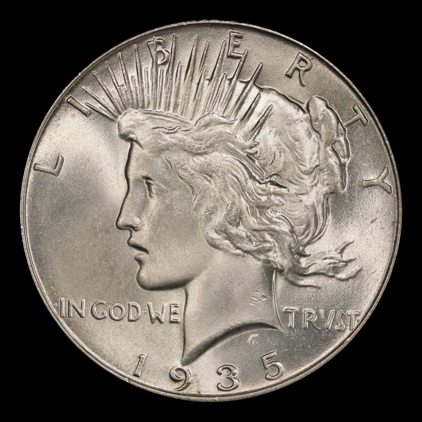 1935-p Peace Dollar $1 Grades ms65