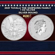 2021 Tuvalu The Simpsons Family - 1 oz Silver Round Round