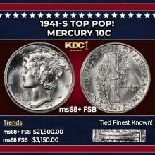 1941-s Mercury Dime TOP POP! 10c ms68+ FSB SEGS