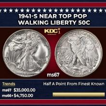 1941-s Walking Liberty Half Dollar Near Top Pop 50c ms67 SEGS