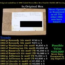 Original sealed box of 5x 1990 United States Mint Sets