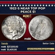 1922-s Peace Dollar Near Top Pop $1 ms66 SEGS