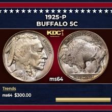 1925-p Buffalo Nickel 5c Grades ms64