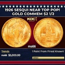 1926 Sesqui Gold Commem Near Top Pop! $2 1/2 ms66 SEGS