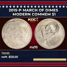 2015-p March Of Dimes Modern Commem Dollar $1 ms70 SEGS