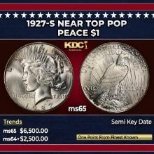 1927-s Peace Dollar Near Top Pop $1 ms65 SEGS