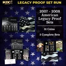 2007-2008 US Mint American Legacy Proof Sets - 31 Coins Total, 2 Complete Sets Over 3oz Of Silver