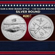 Gun & Rod (Bass) Style - 1 oz Silver Round Round