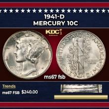 1941-d Mercury Dime 10c ms67 fsb SEGS