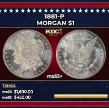 1881-p Morgan Dollar $1 Grades ms65+
