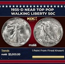 1935-d Walking Liberty Half Dollar Near Top Pop 50c ms66 SEGS