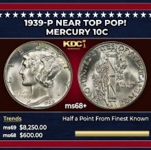 1939-p Mercury Dime Near Top Pop! 10c ms68+ SEGS