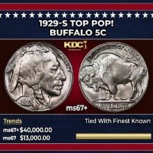1929-s Buffalo Nickel TOP POP! 5c ms67+ SEGS