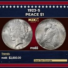 1923-s Peace Dollar $1 ms65 SEGS