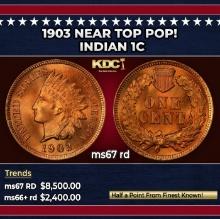 1903 Indian Cent Near Top Pop! 1c ms67 rd SEGS