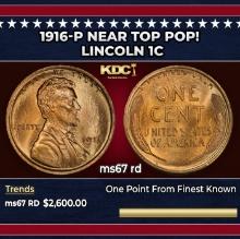 1916-p Lincoln Cent Near Top Pop! 1c ms67 rd SEGS
