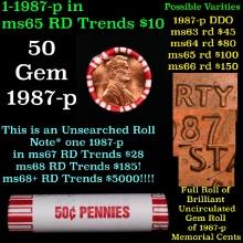 BU Shotgun Lincoln 1c roll, 1987-p 50 pcs Bank Wrapper 50c
