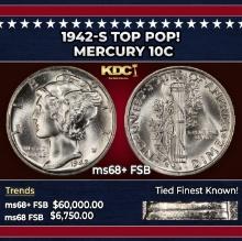 1942-s Mercury Dime TOP POP! 10c ms68+ FSB SEGS