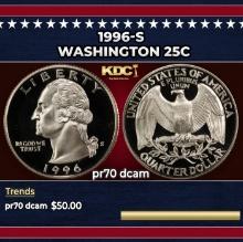 1996-s Proof Washington Quarter 25c pr70 dcam SEGS