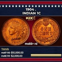 1904 Indian Cent . 1c ms66+ rd SEGS