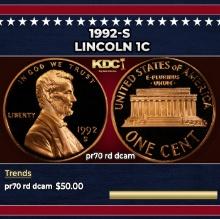 1992-s Proof Lincoln Cent 1c pr70 rd dcam SEGS