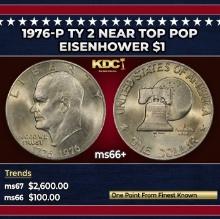1976-p Ty 2 Eisenhower Dollar Near Top Pop $1 ms66+ SEGS