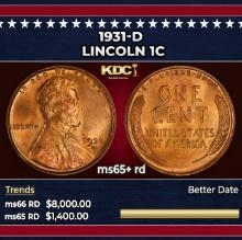 1931-d Lincoln Cent 1c ms65+ rd SEGS